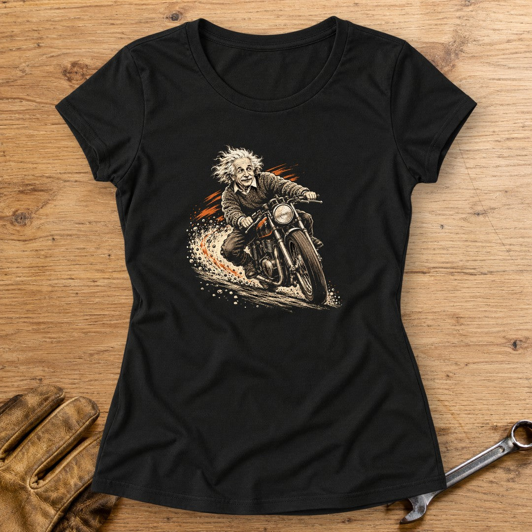 Albert Einstein Gravel Run Women's T-Shirt - Black - bench