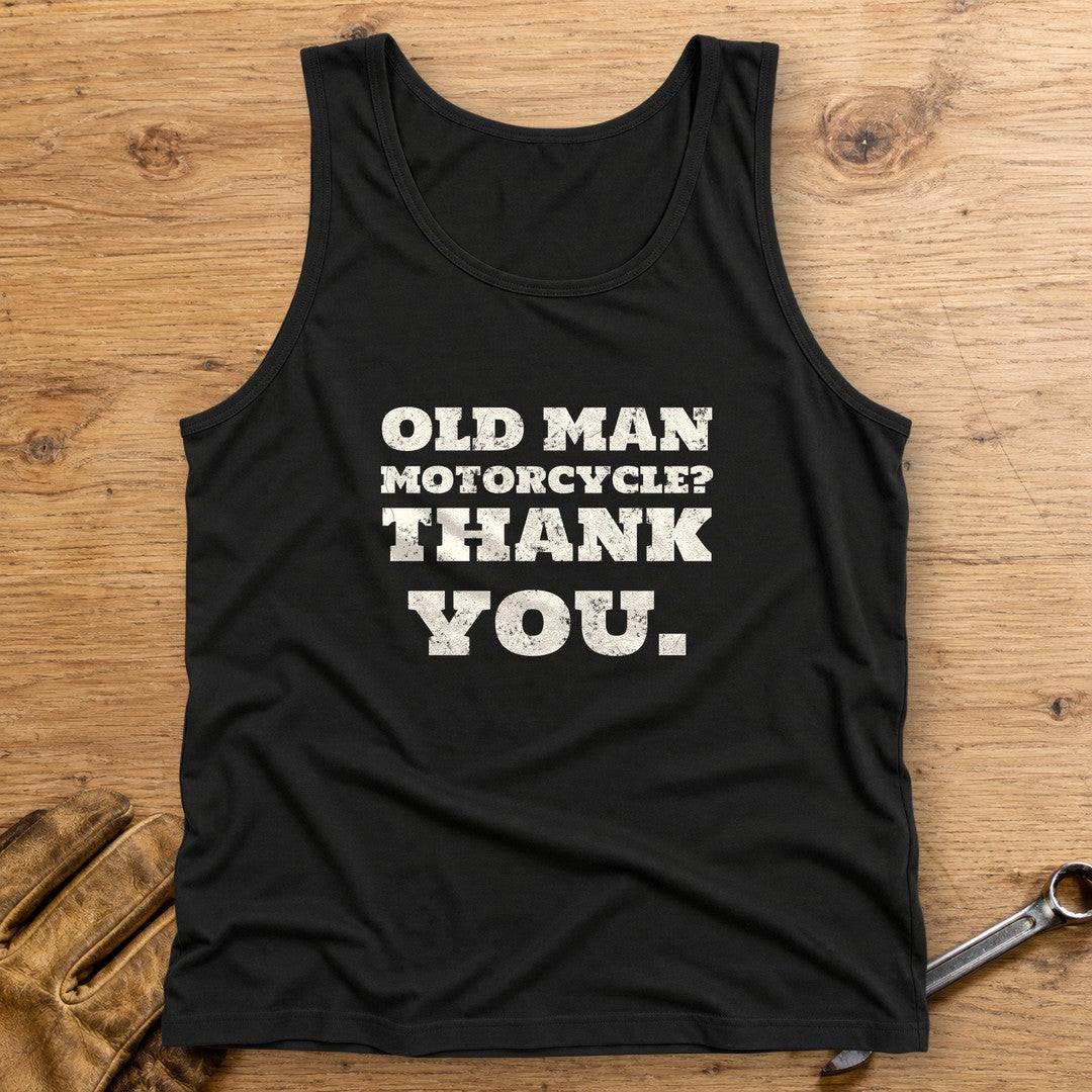Old Man Motorcycle Tank Top - Black - bench