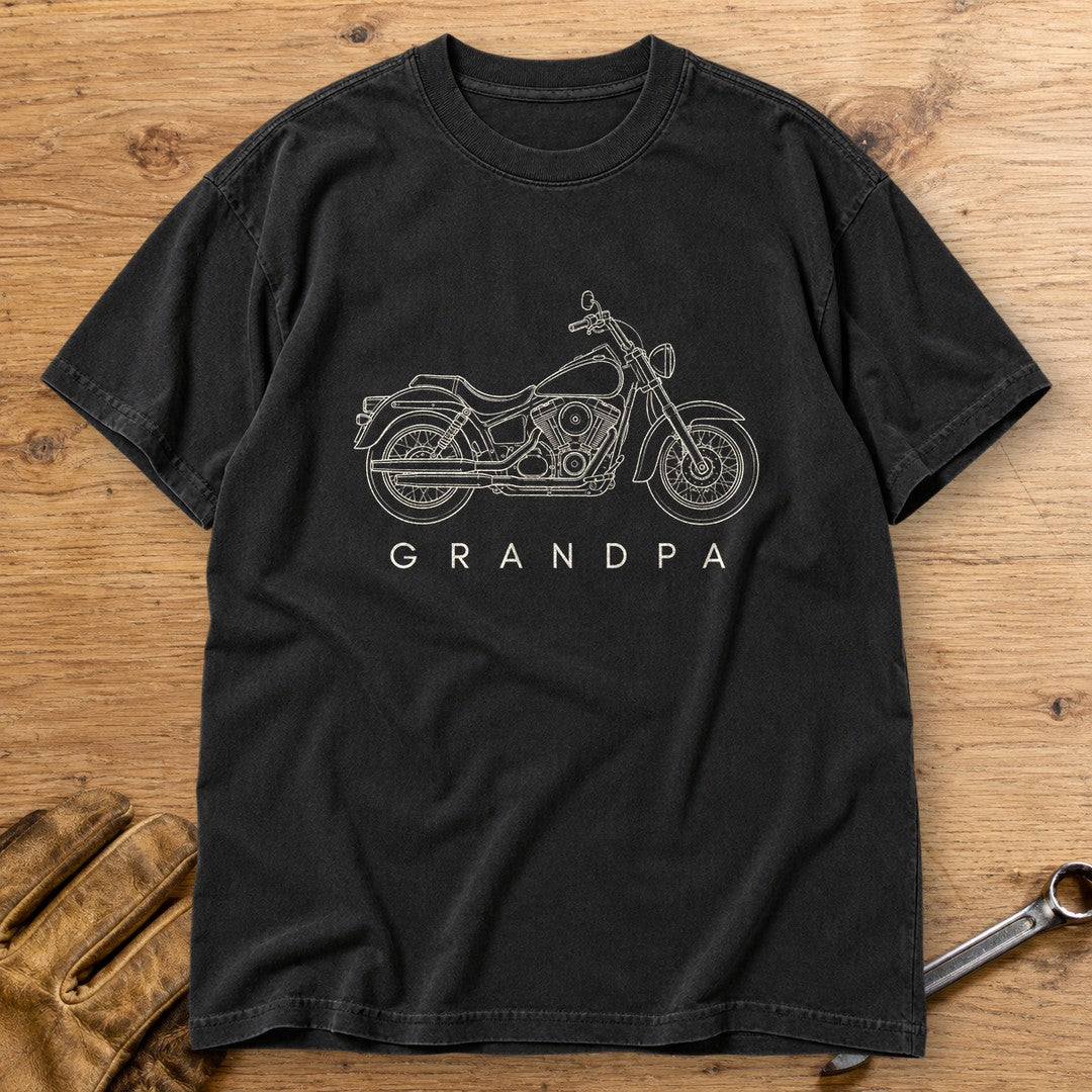 Biker Grandpa Premium T-Shirt - Black - bench