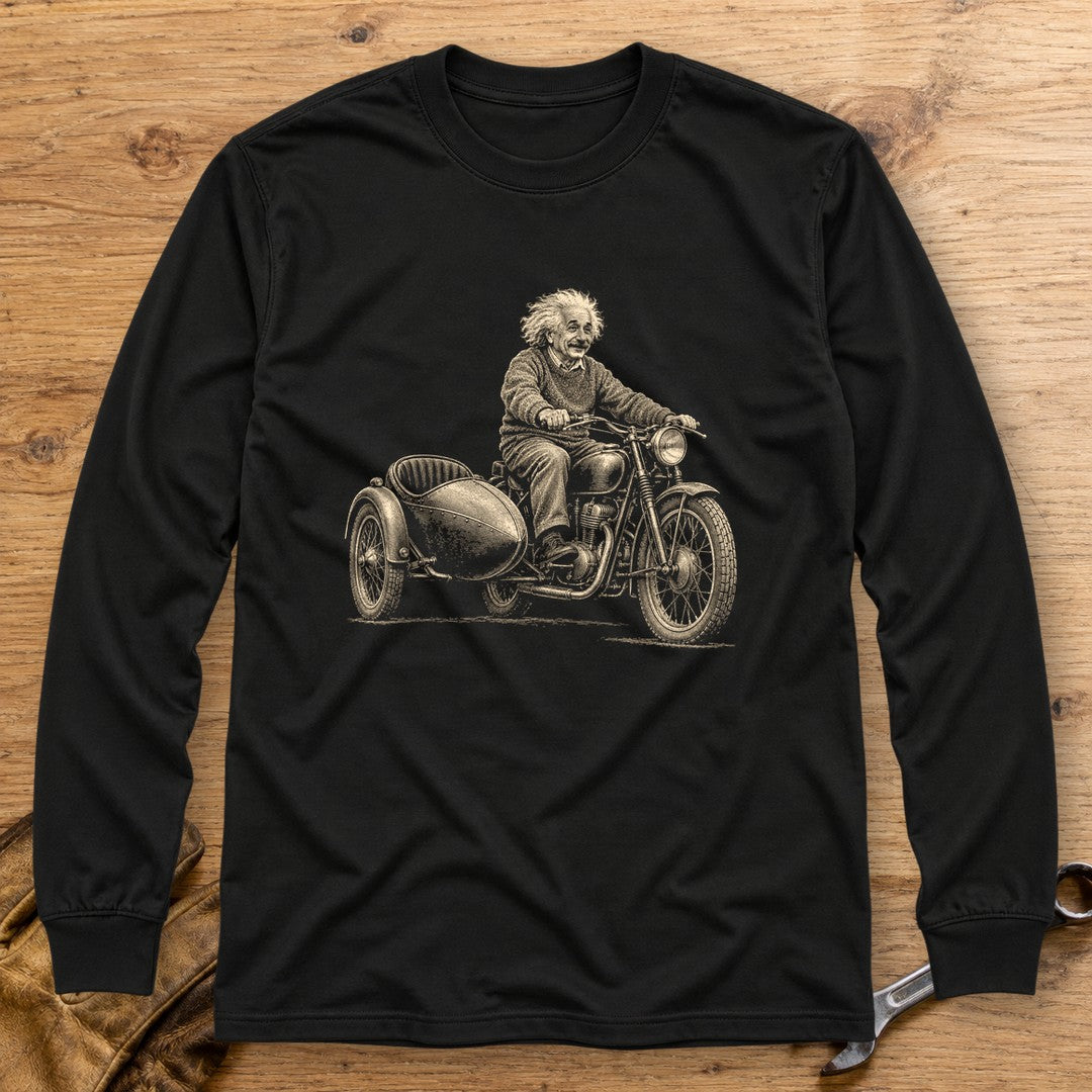 Albert Einstein Relatively Fast Sidecar Long Sleeve T-Shirt - Black - bench