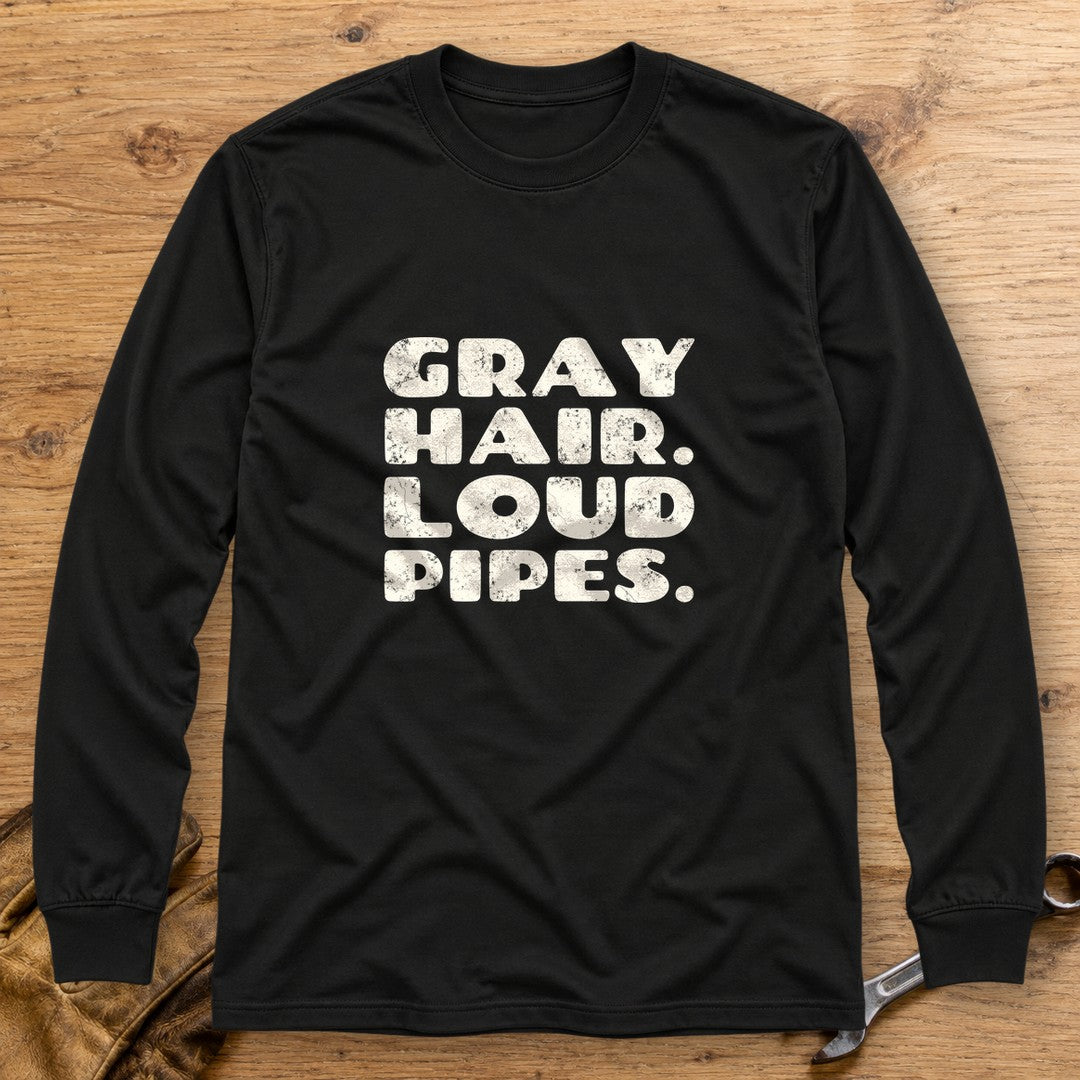 Gray Hair Loud Pipes Long Sleeve T-Shirt - Black - bench