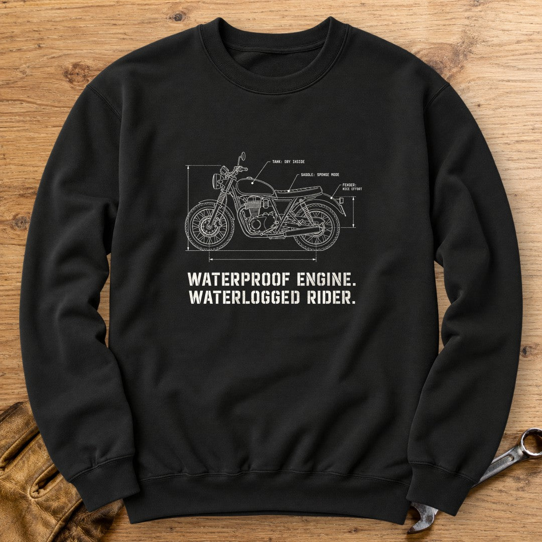 Waterproof Engine Blueprint Crewneck Sweatshirt - Black - bench