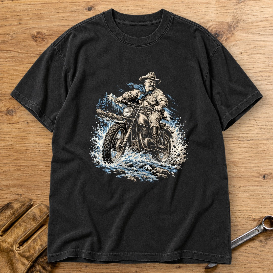 Theodore Roosevelt River Crossing Premium T-Shirt - Black - bench