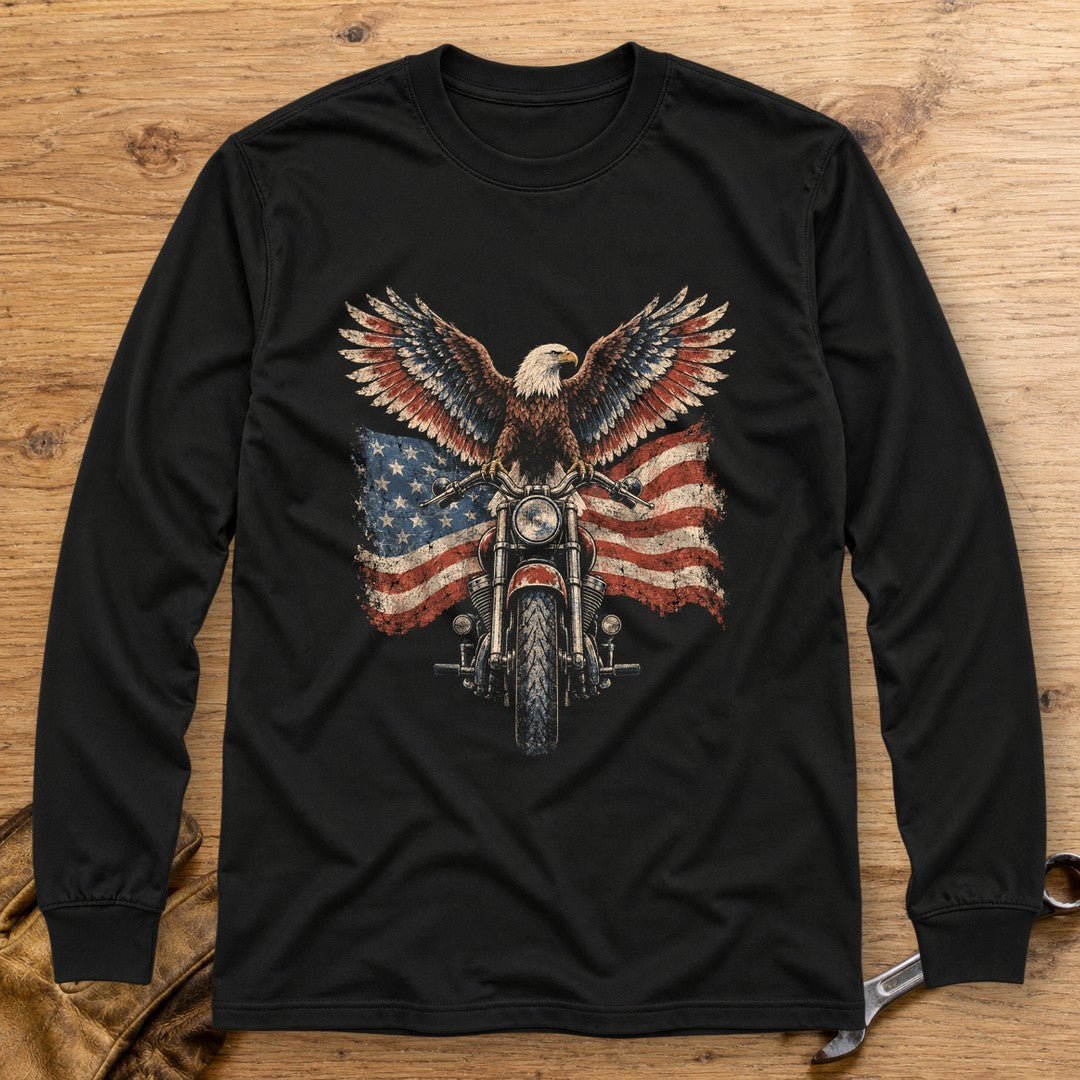 Eagle on the Handlebars Long Sleeve T-Shirt - Black - bench