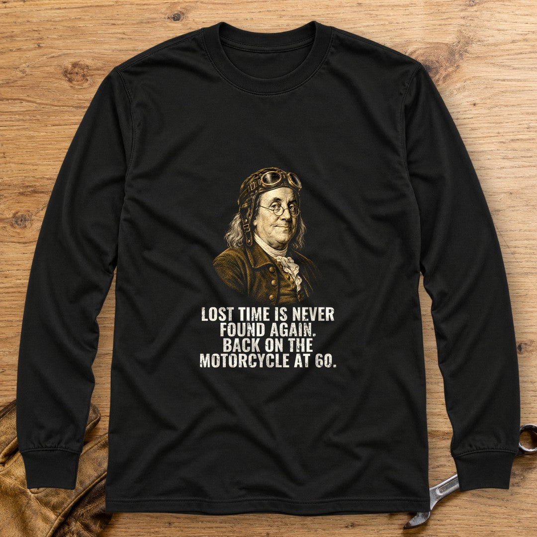Benjamin Franklin Back On At 60 Long Sleeve T-Shirt - Black - bench