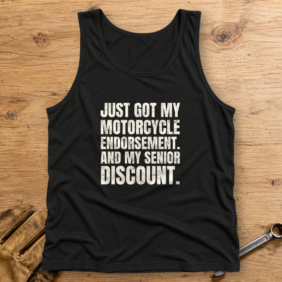 Senior Discount Rider Tank Top - Black - bench