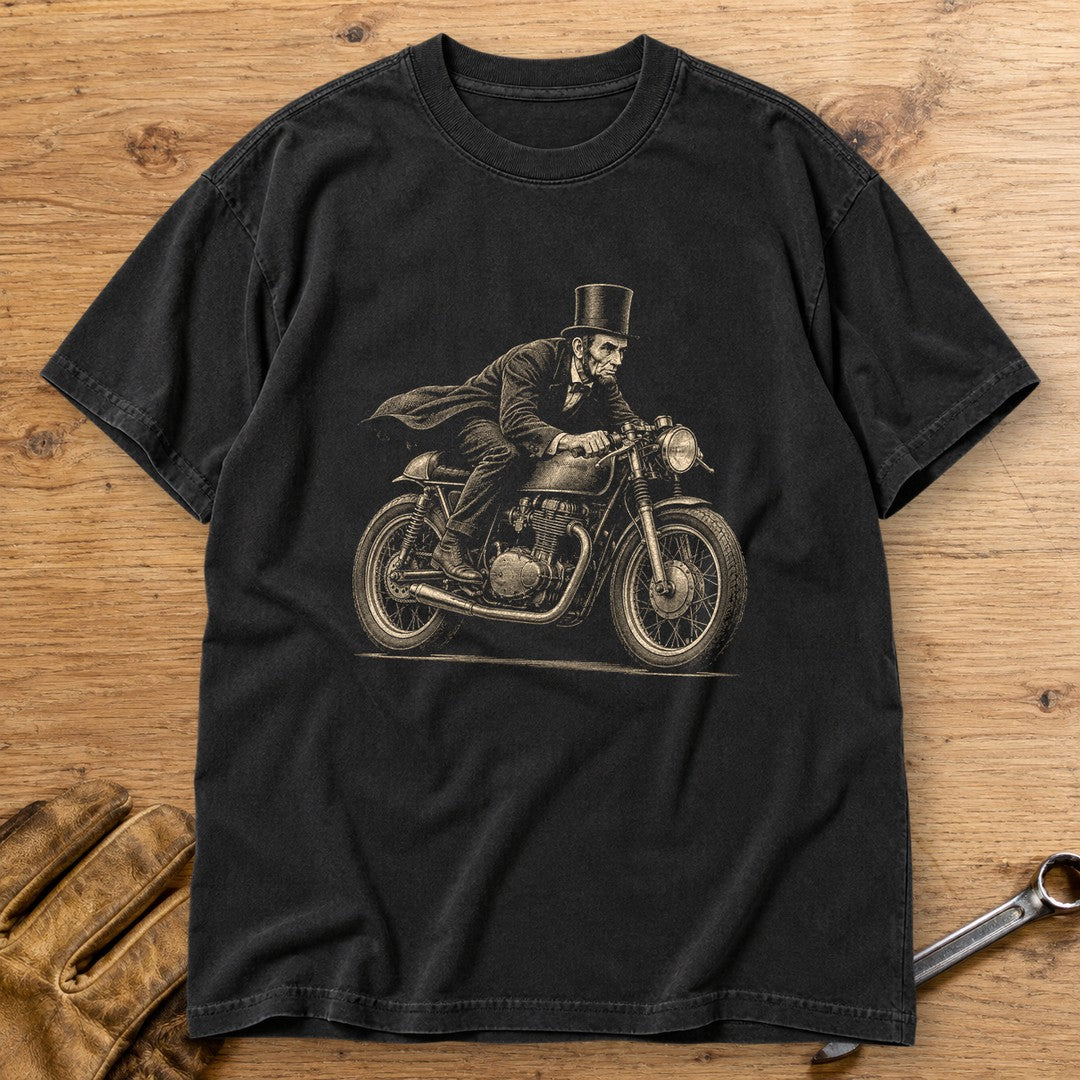 Abraham Lincoln Cafe Racer Premium T-Shirt - Black - bench