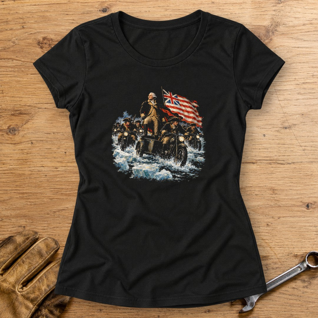 George Washington Crosses Ice Women's T-Shirt - Black - bench
