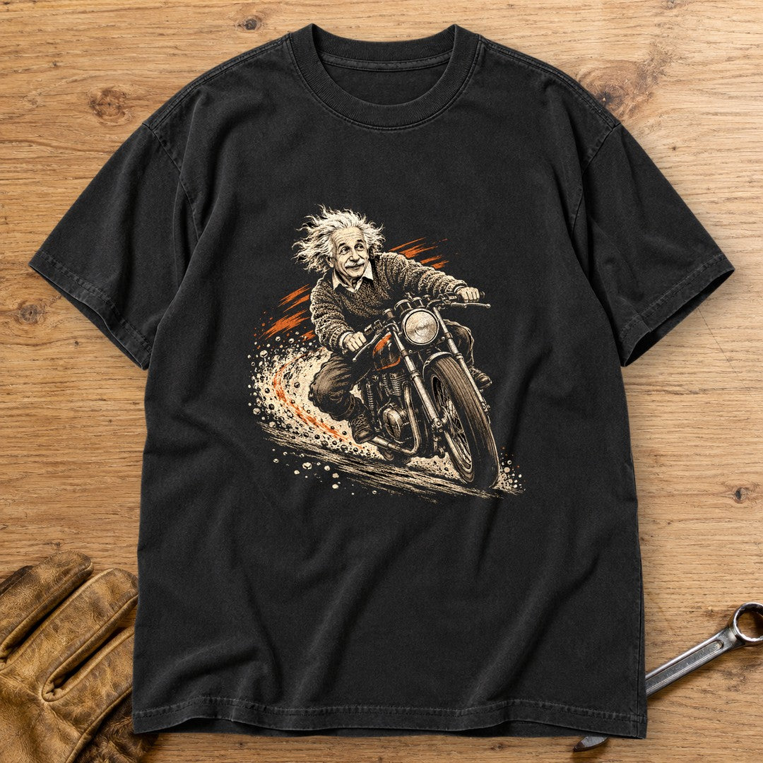 Albert Einstein Gravel Run Premium T-Shirt - Black - bench
