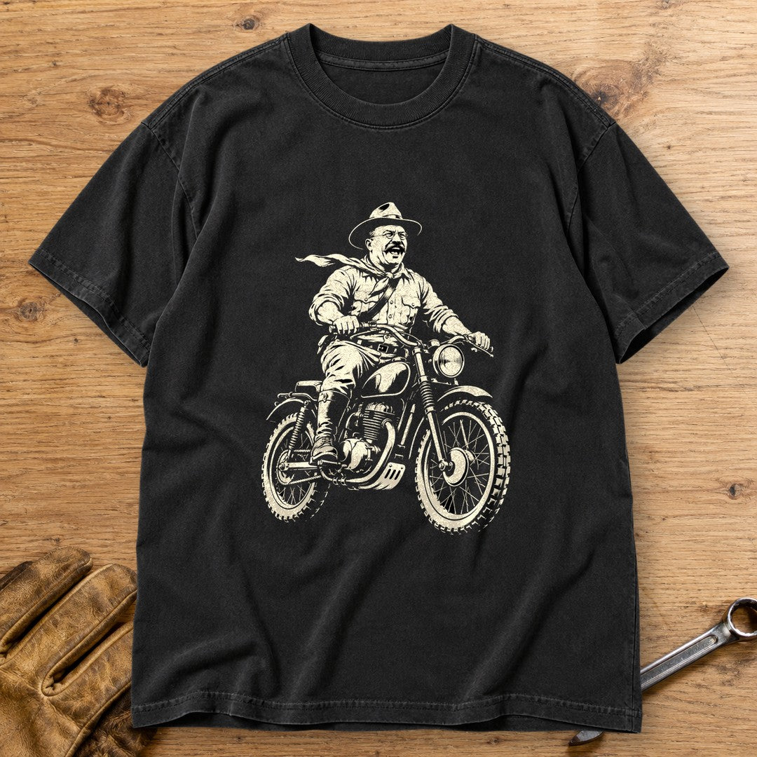 Theodore Roosevelt Laughing Scrambler Premium T-Shirt - Black - bench