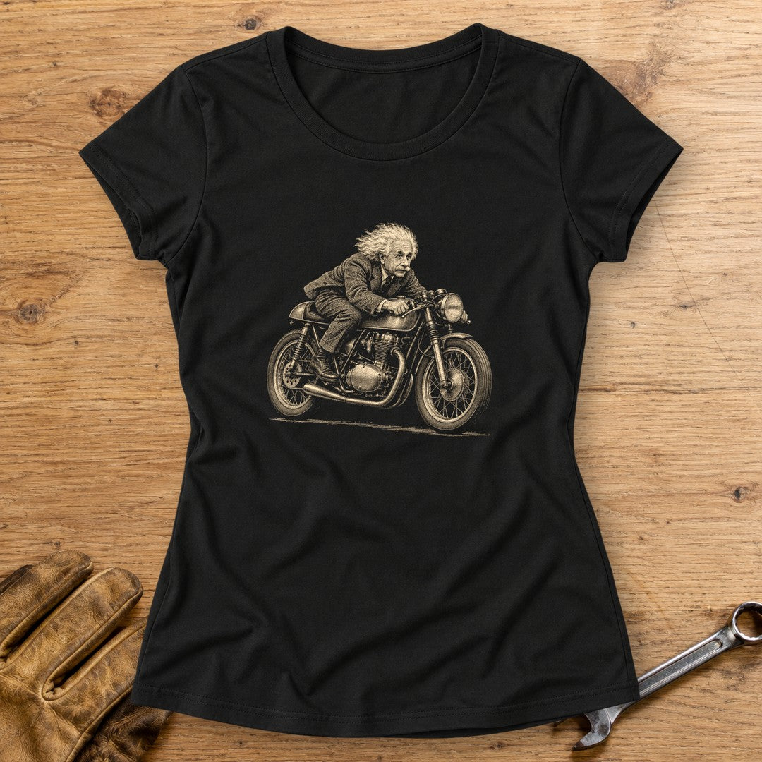Albert Einstein Cafe Racer Women's T-Shirt - Black - bench