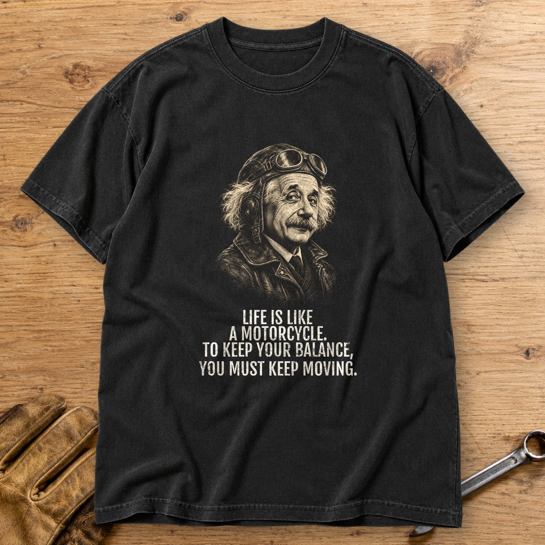 Albert Einstein Keep Moving Premium T-Shirt - Black - bench