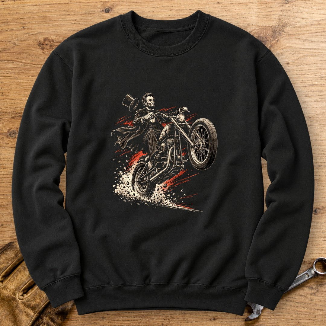Abraham Lincoln Top Hat Wheelie Crewneck Sweatshirt - Black - bench