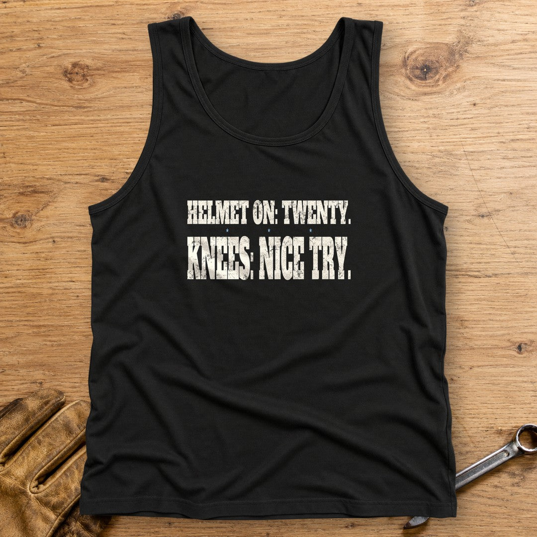 Helmet On Twenty Tank Top - Black - bench