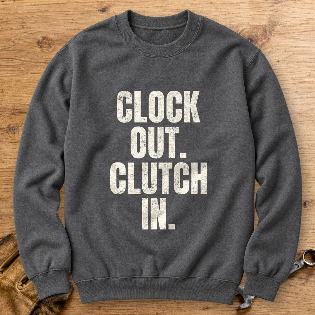 Clock Out Clutch In Crewneck Sweatshirt - Charcoal - bench