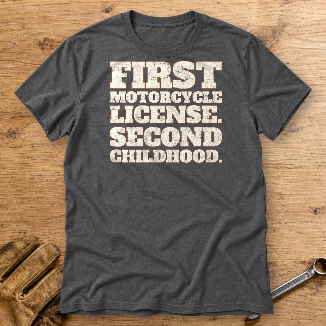 Second Childhood T-Shirt - Charcoal - bench
