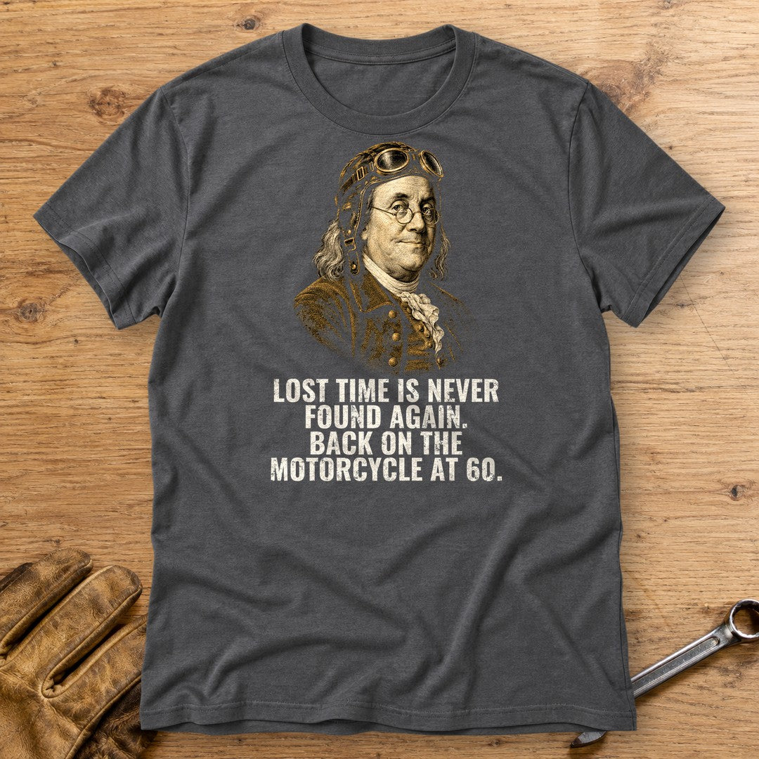 Benjamin Franklin Back On At 60 T-Shirt - Charcoal - bench