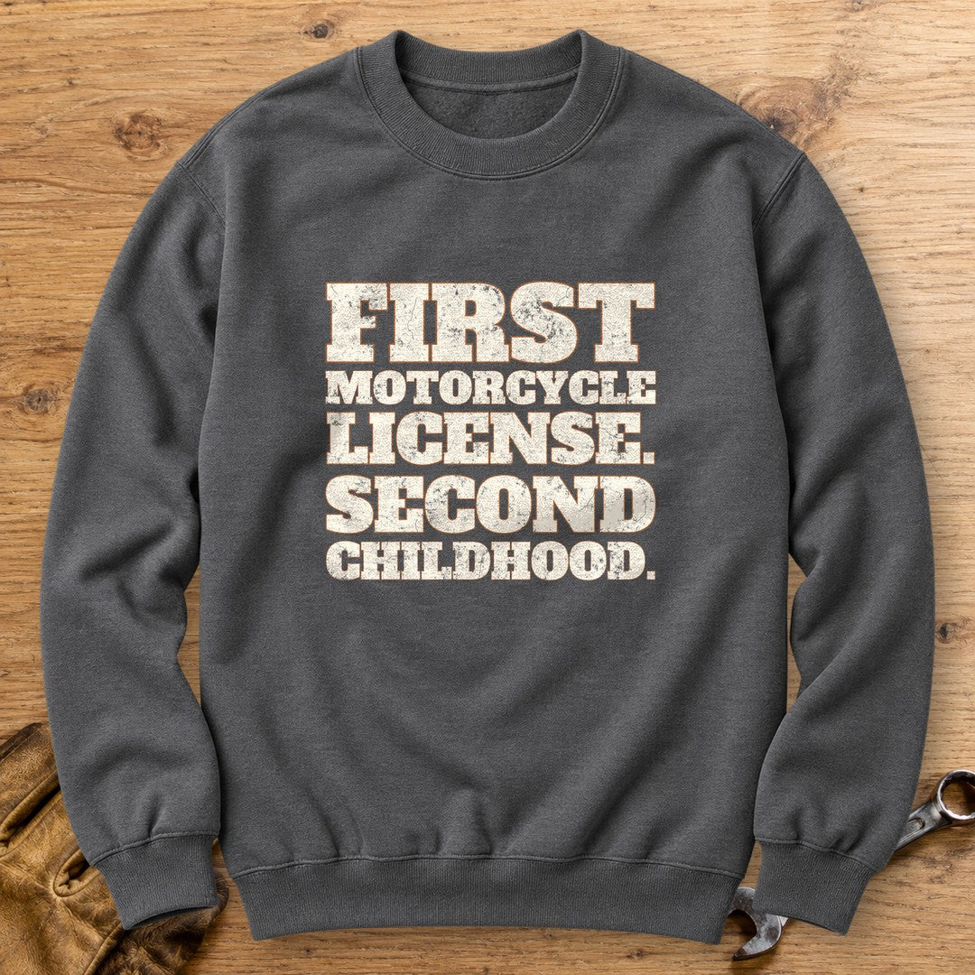 Second Childhood Crewneck Sweatshirt - Charcoal - bench