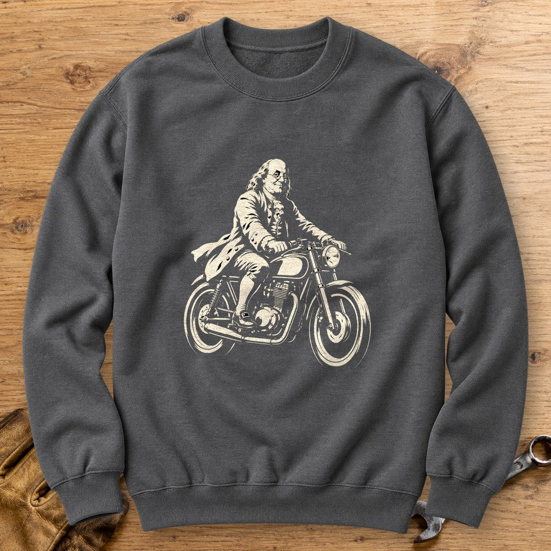 Benjamin Franklin Cafe Racer Crewneck Sweatshirt - Charcoal - bench