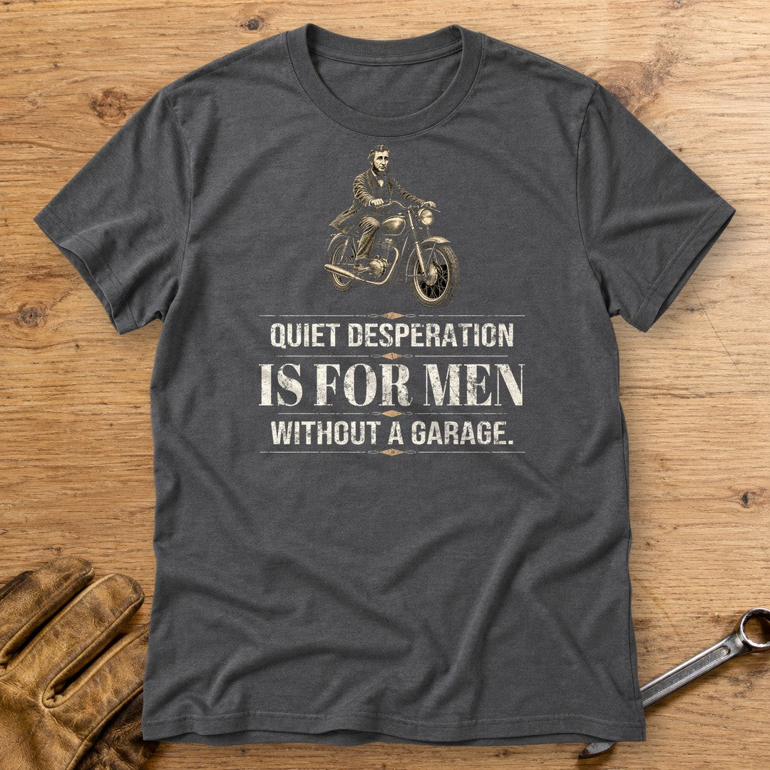 Henry David Thoreau Quiet Desperation T-Shirt - Charcoal - bench