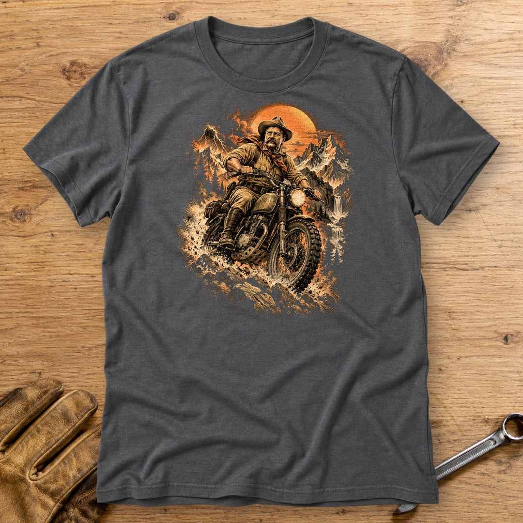 Theodore Roosevelt Mountain Trail T-Shirt - Charcoal - bench