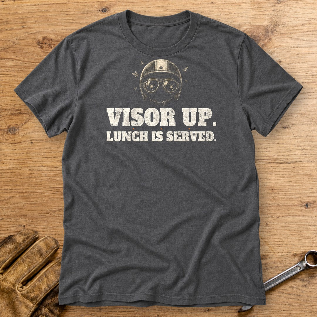 Visor Up Lunch T-Shirt - Charcoal - bench