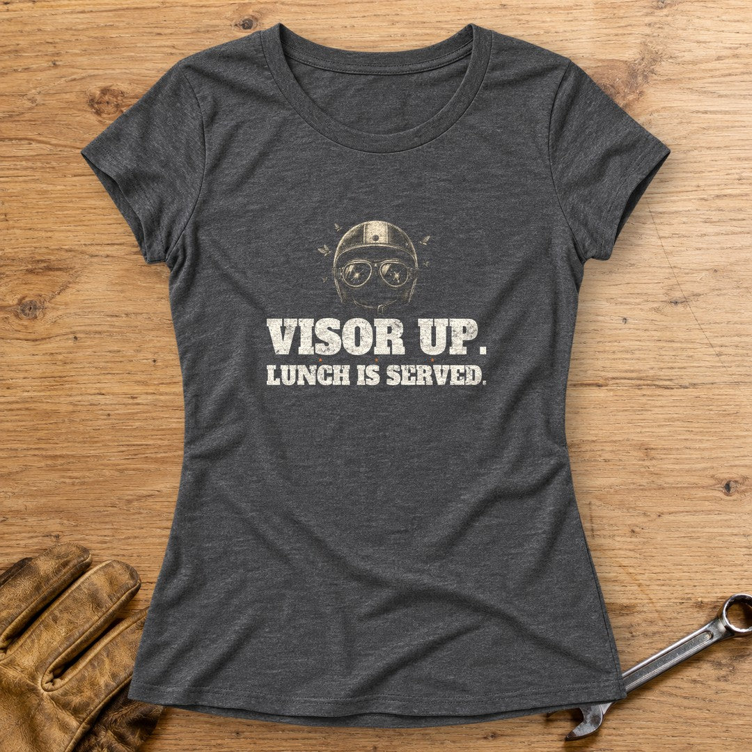 Visor Up Lunch Women's T-Shirt - Dark Heather - bench