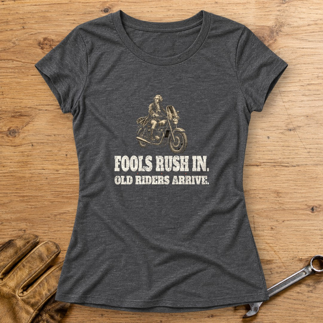 Alexander Pope Old Riders Arrive Women's T-Shirt - Dark Heather - bench