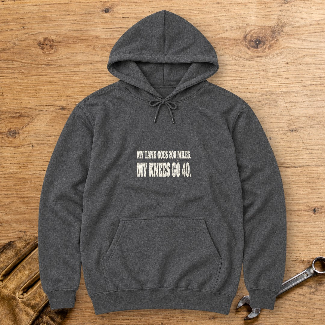 Knees Go Forty Hoodie - Dark Heather - bench