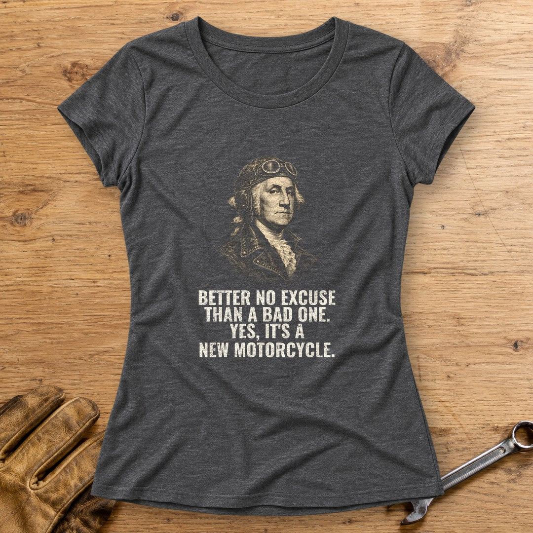 George Washington Better No Excuse Women's T-Shirt - Dark Heather - bench