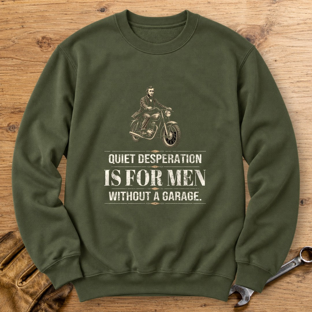 Henry David Thoreau Quiet Desperation Crewneck Sweatshirt - Military Green - bench