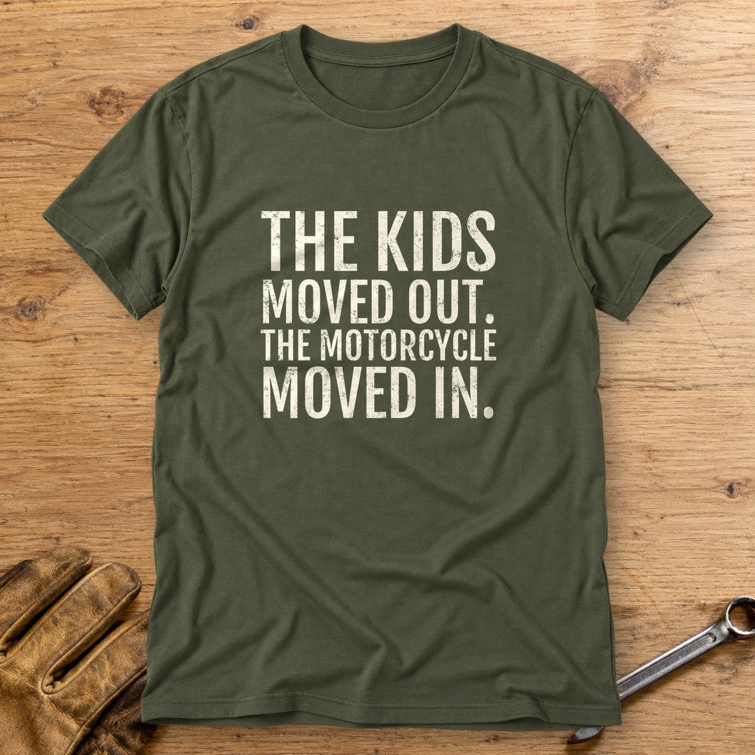 Kids Moved Out T-Shirt - Military Green - bench
