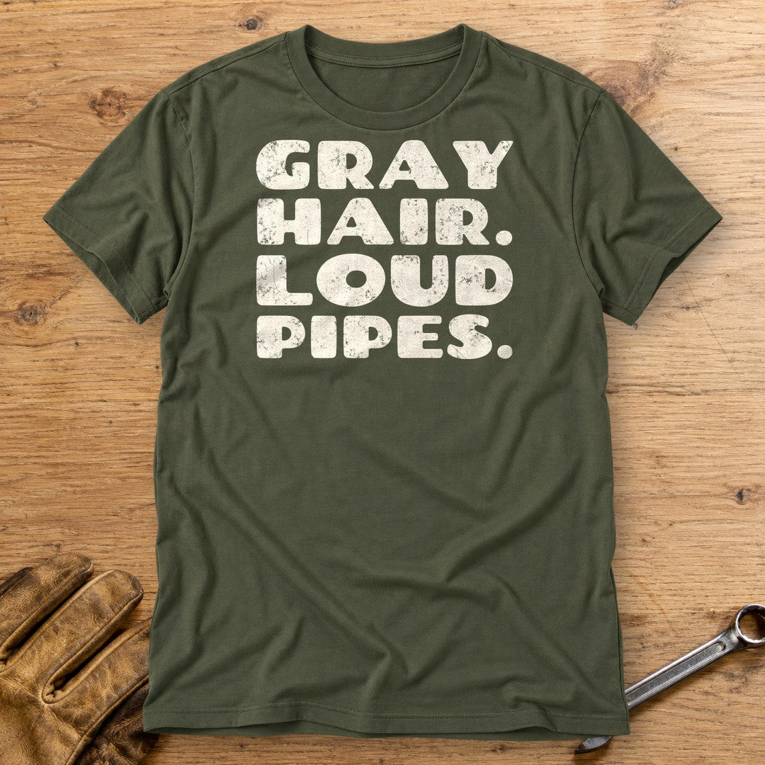 Gray Hair Loud Pipes T-Shirt - Military Green - bench