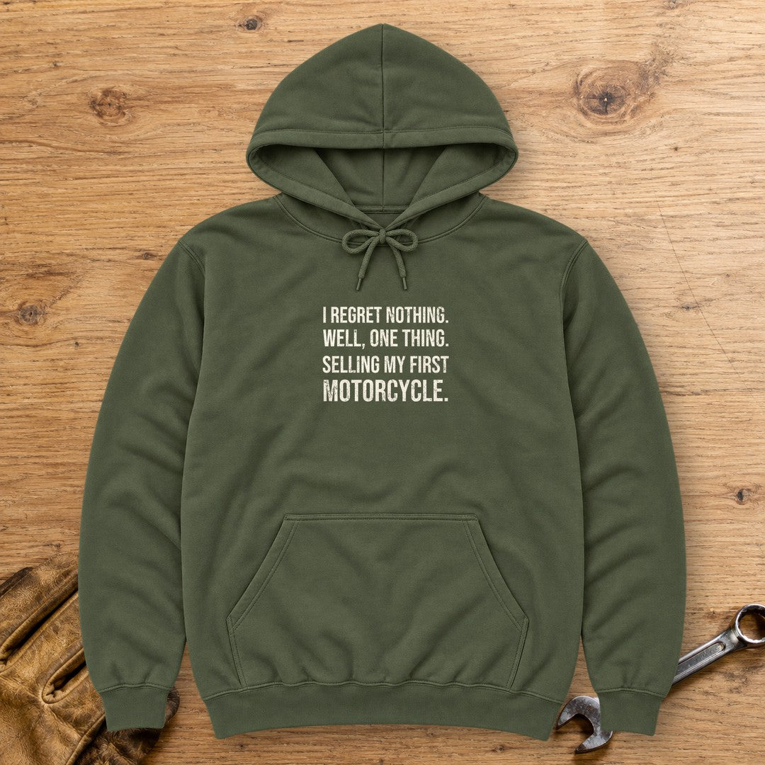 First Motorcycle Regret Hoodie - Military Green - bench
