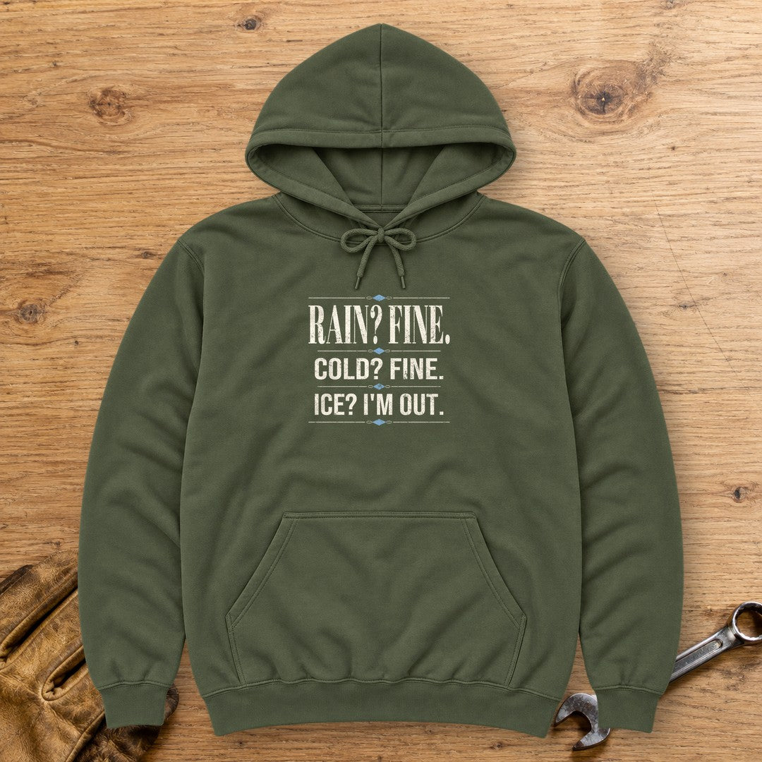 Ice I'm Out Hoodie - Military Green - bench