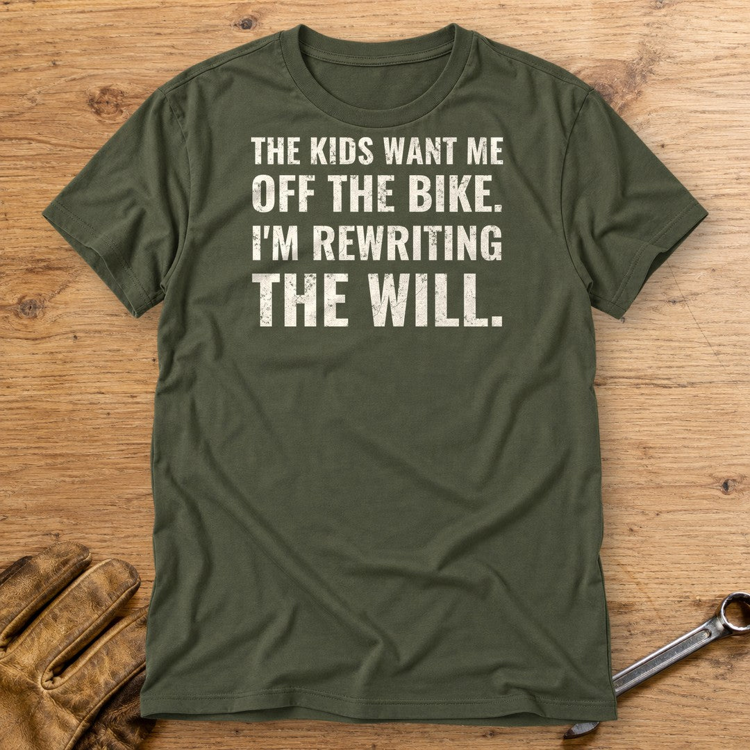 Rewriting The Will T-Shirt - Military Green - bench
