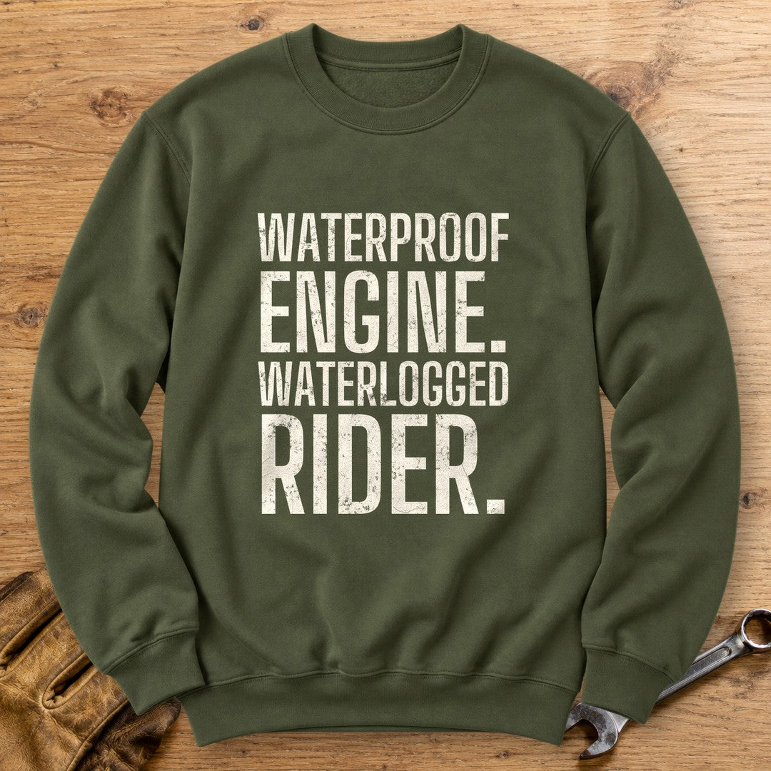 Waterlogged Rider Crewneck Sweatshirt - Military Green - bench
