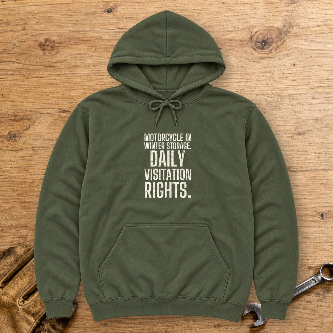 Daily Visitation Rights Hoodie - Military Green - bench