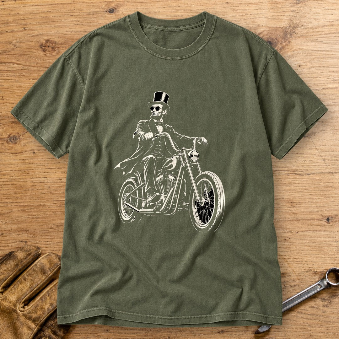 Abraham Lincoln Chopper Shades Premium T-Shirt - Moss - bench
