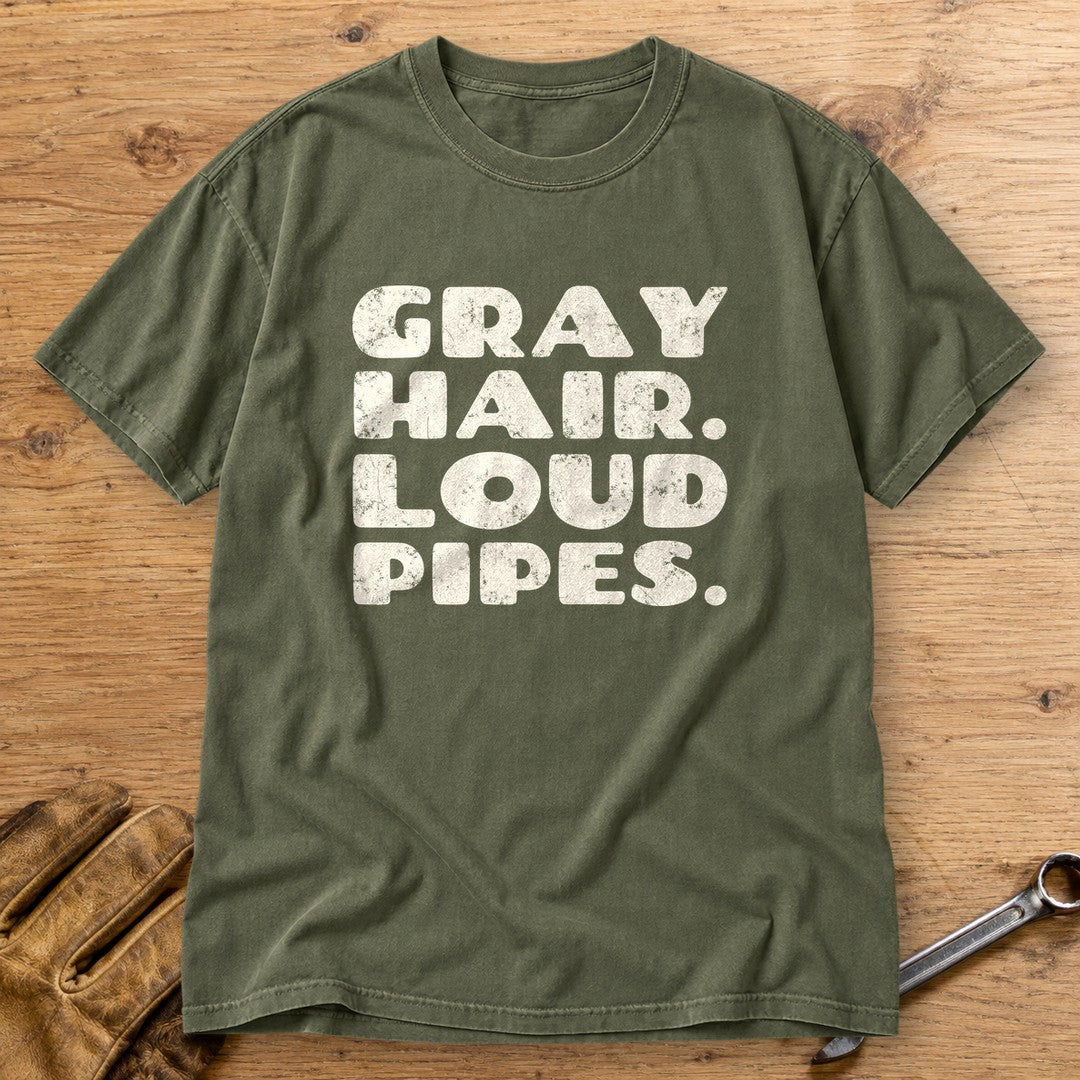 Gray Hair Loud Pipes Premium T-Shirt - Moss - bench
