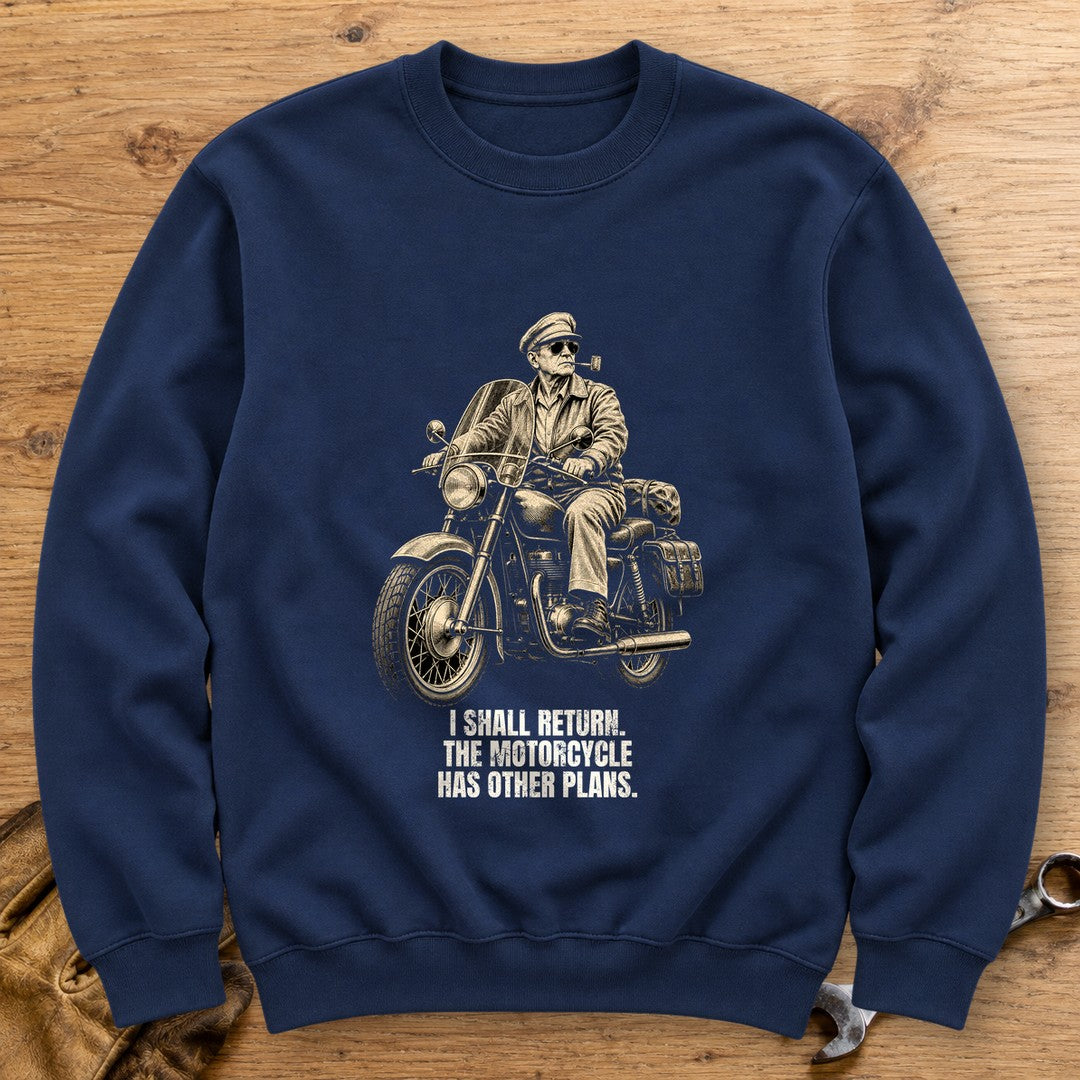 Douglas MacArthur Motorcycle Has Other Plans Crewneck Sweatshirt - Navy - bench