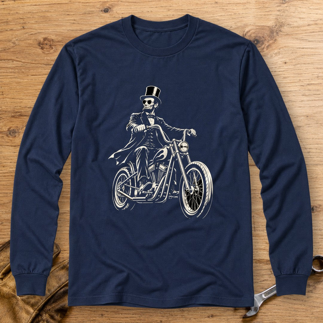 Abraham Lincoln Chopper Shades Long Sleeve T-Shirt - Navy - bench
