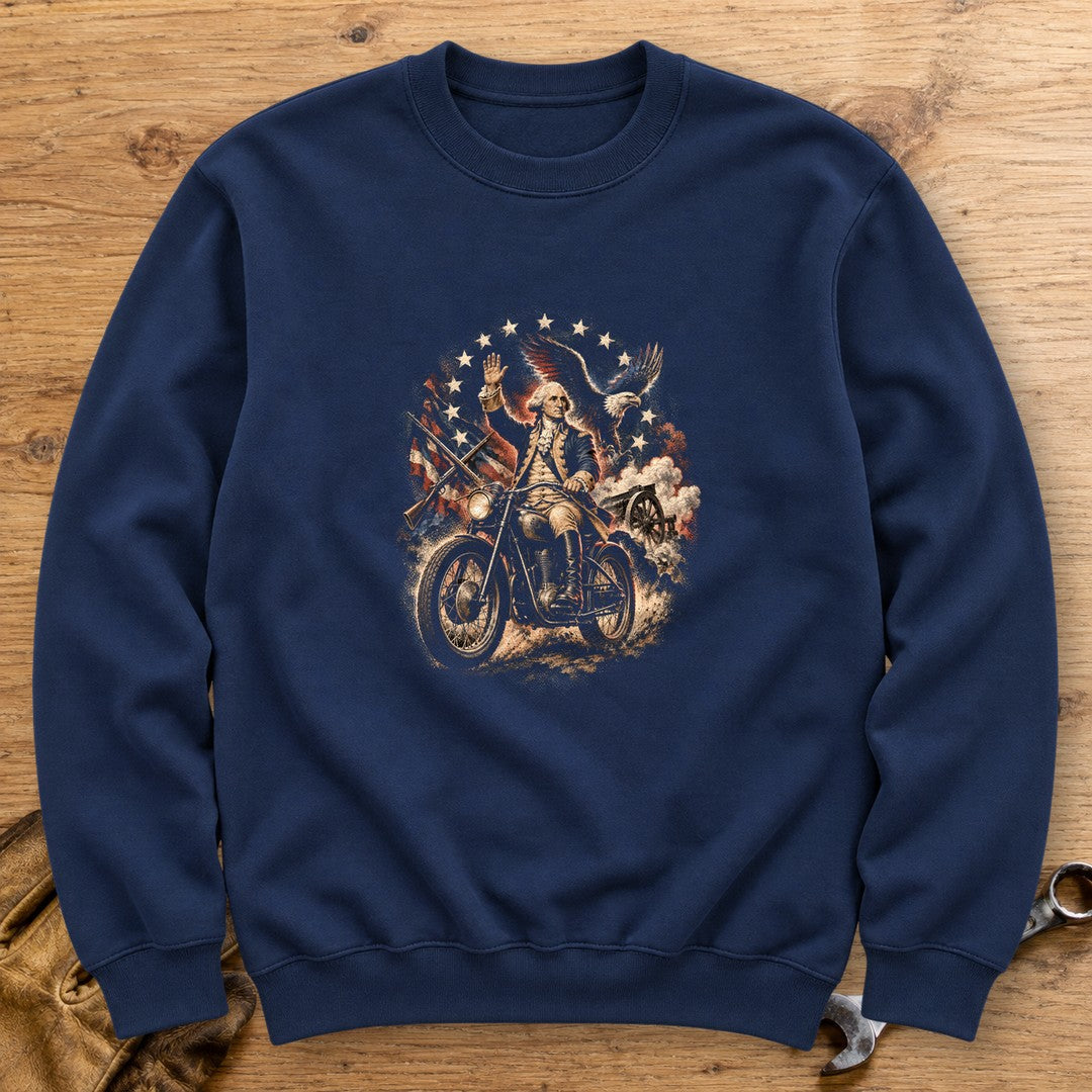 George Washington Rolls Out Crewneck Sweatshirt - Navy - bench