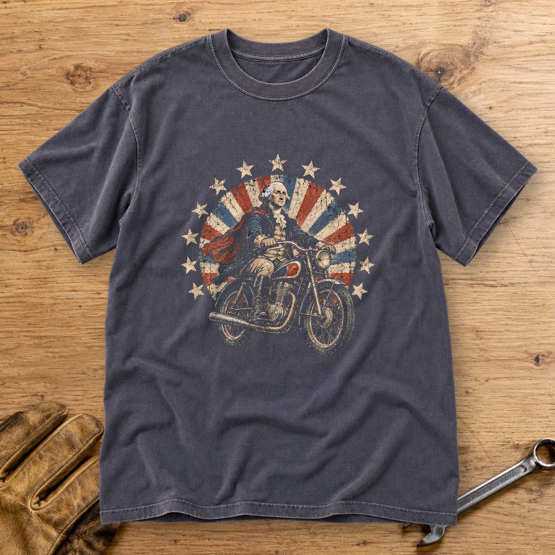 George Washington Starburst Ride Premium T-Shirt - Navy - bench