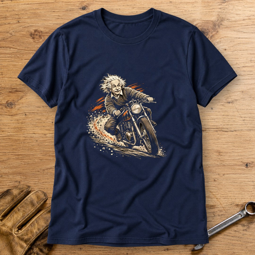 Albert Einstein Gravel Run T-Shirt - Navy - bench