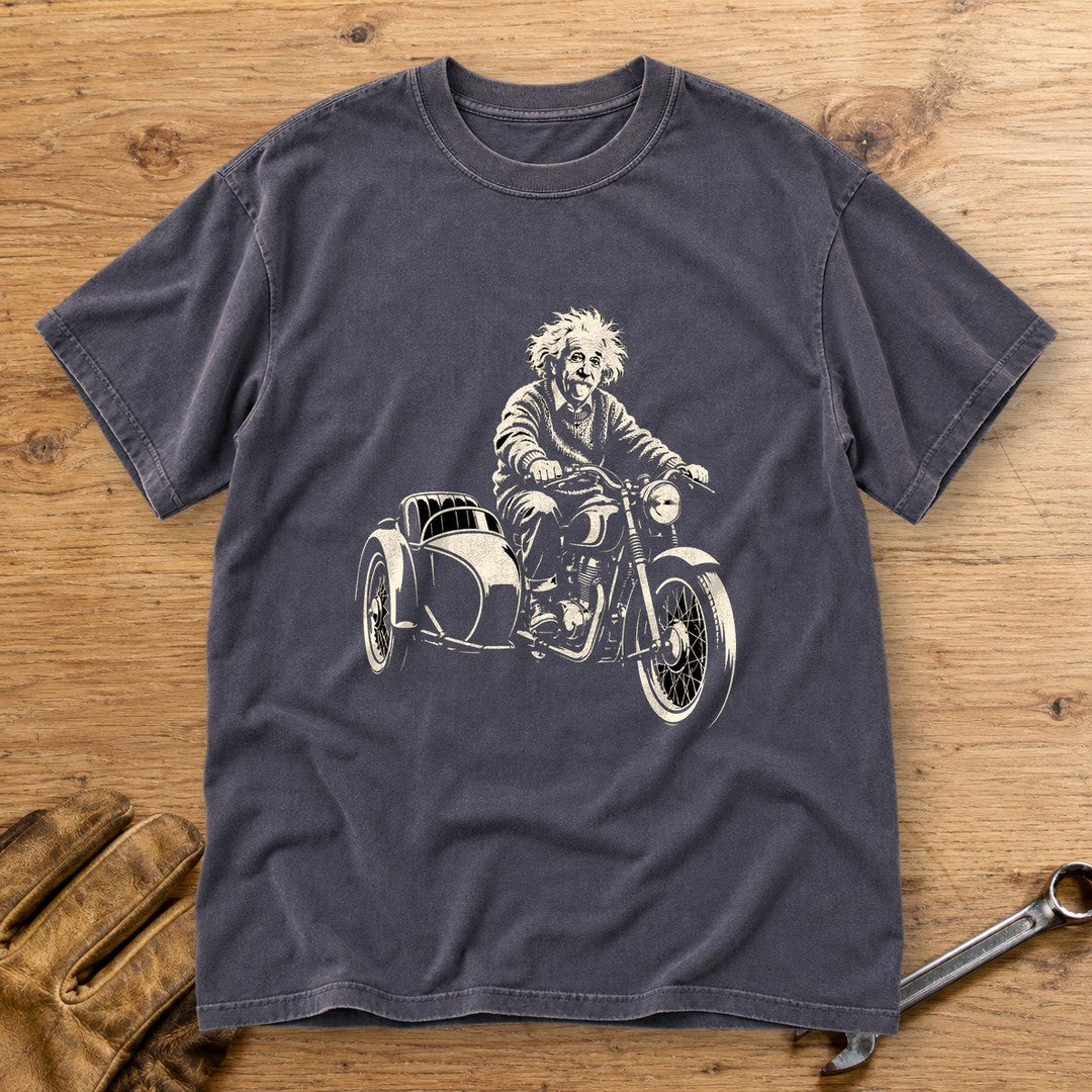 Albert Einstein Sidecar Premium T-Shirt - Navy - bench