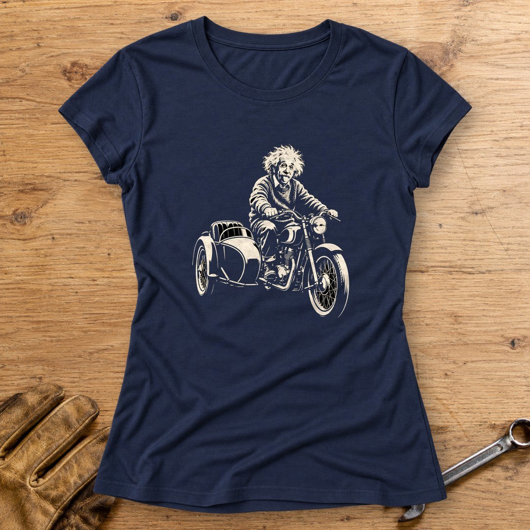 Albert Einstein Sidecar Women's T-Shirt - Navy - bench