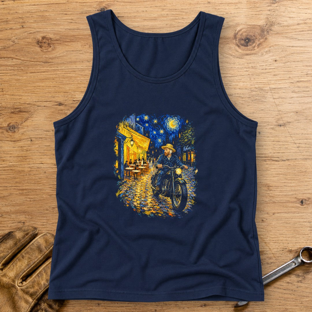 Vincent van Gogh Night Cafe Tank Top - Navy - bench