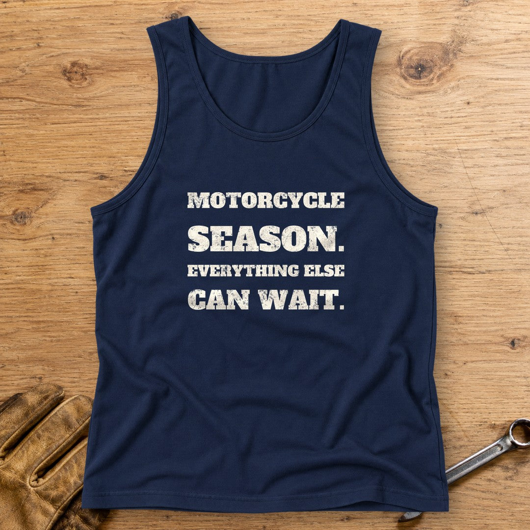 Motorcycle Season Tank Top - Navy - bench