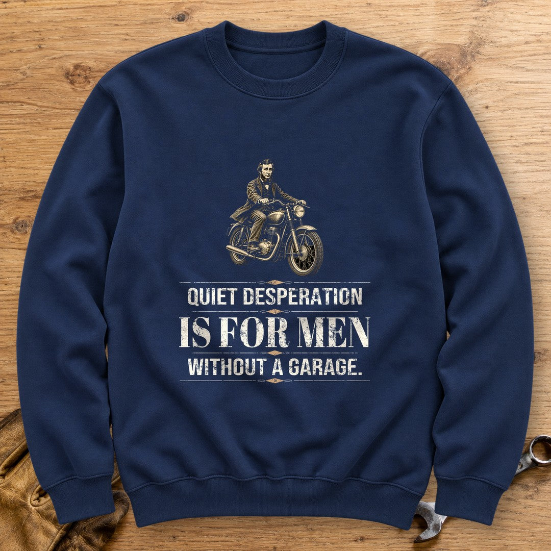 Henry David Thoreau Quiet Desperation Crewneck Sweatshirt - Navy - bench